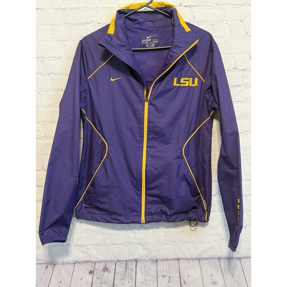 Nike LSU Tigers Jacket Womens Small S Purple Gold Storm-Fit Rain Windbreaker LSU